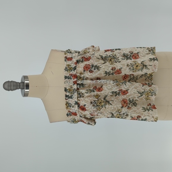 Forever 21 Floral Lace Off Shoulder Top Cream Red S bohemian summer western - Picture 1 of 7